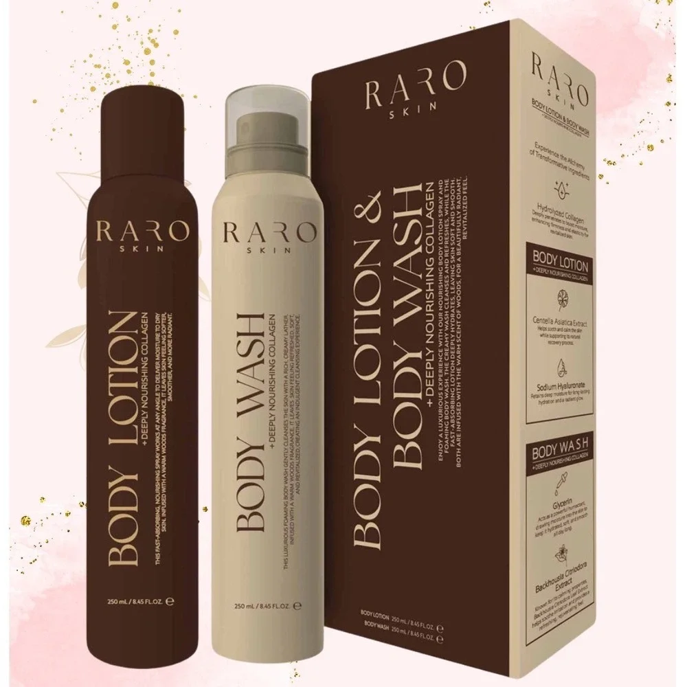 *NIB* Raro Skin‎ Deeply Nourishing Collagen Body Wash & Body Lotion Set 250ml